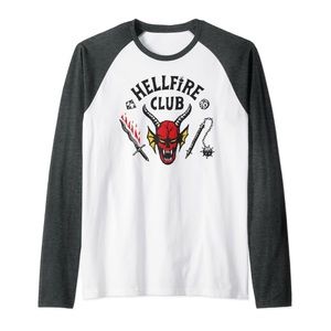 Stranger Things 4 Hellfire Club Logo Raglan Baseball Tee